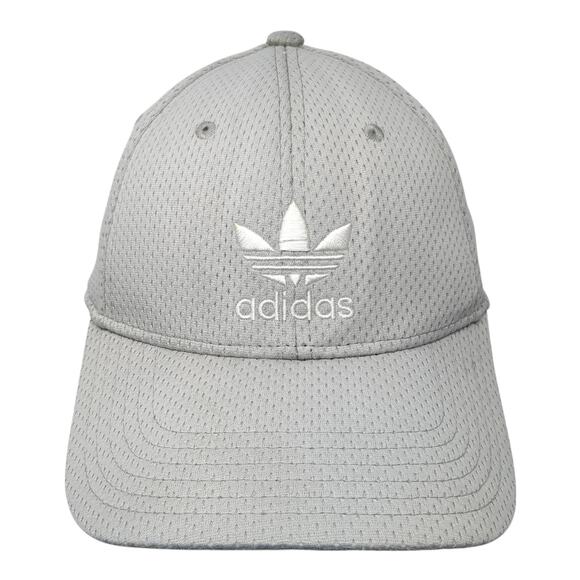 Adidas Fitted Hat Gray Medium Trefoil Embroidered Stretch Vent Holes - Picture 1 of 10